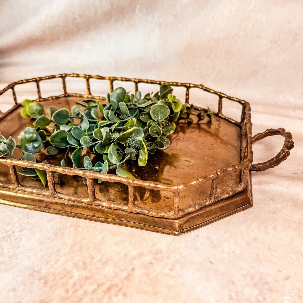 Faux-Bamboo Brass Tray - Picture 3 of 9